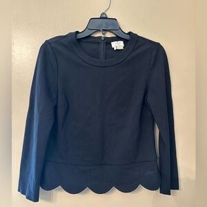 Kate Spade Women's Black Long Sleeve Scalloped Hem Blouse Size 2